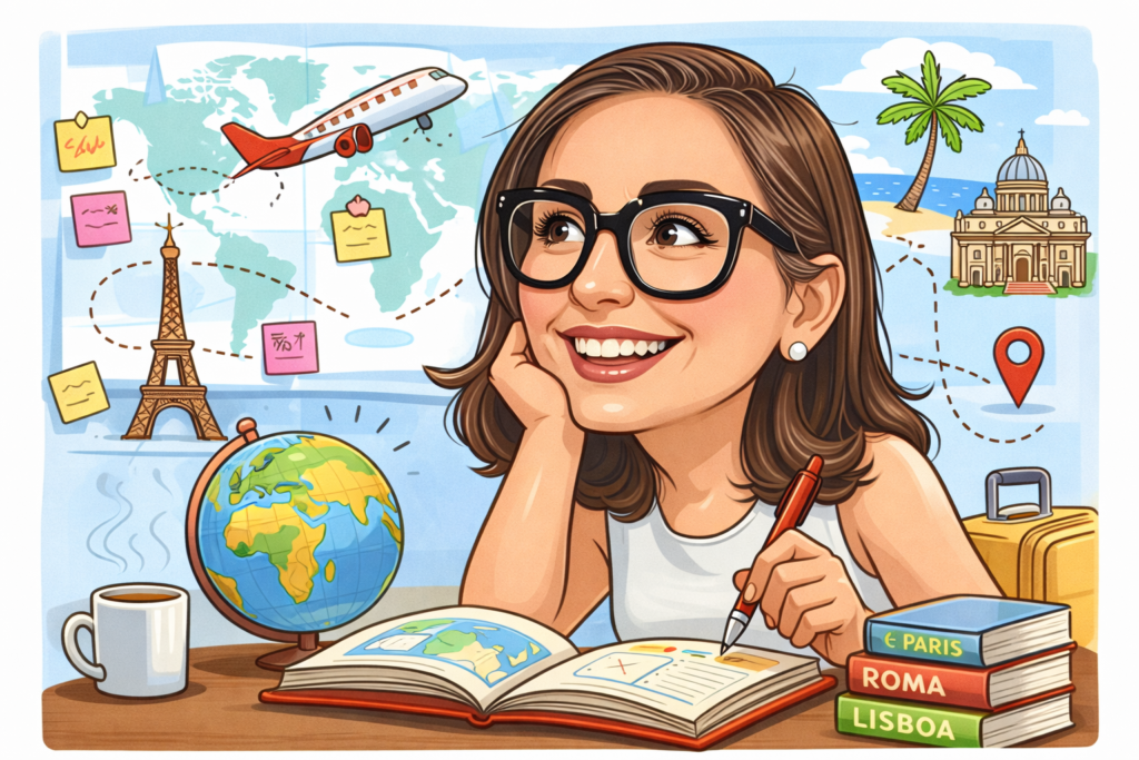 Caricatura da autora do blog